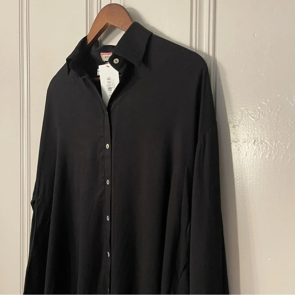 𝅺ANDREE by‎ Unit Button Down Blouse 100% Rayon Black Size Small Oversized - Picture 5 of 10